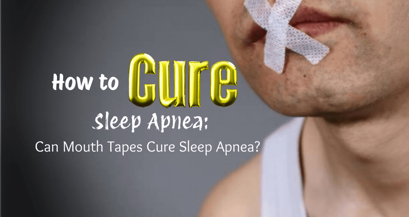 Person using mouth tape to prevent snoring while sleeping.