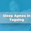 Person experiencing sleep apnea while lying in bed.